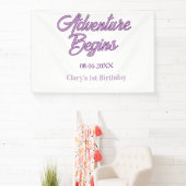 Abenteuer beginnt 1. Geburtstag Name Datum einfach Banner (InSitu)