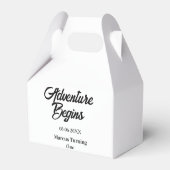 Abenteuer beginnt 1. Geburtstag Name Datum einfach Geschenkschachtel (Rückseite)