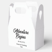 Abenteuer beginnt 1. Geburtstag Name Datum einfach Geschenkschachtel (Geöffnet)