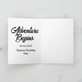 Abenteuer beginnt 1. Geburtstag Name Datum einfach Karte (Innenseite)