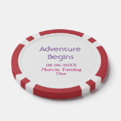 Abenteuer beginnt 1. Geburtstag Name Datum einfach Pokerchips (Einzeln)