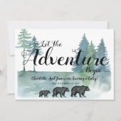 Abenteuer Beginnt Aquarellbären Kinderdusche Ankündigung (Vorderseite)