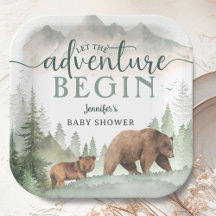 Abenteuer Beginnt Baby Shower Bär Wald Forst