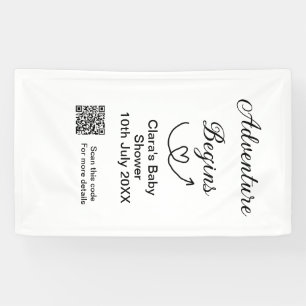 Abenteuer beginnt Baby Shower Scan QR Code Herz si Banner