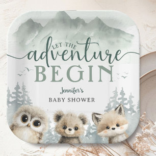 Abenteuer Beginnt Baby Shower Waldberg Pappteller