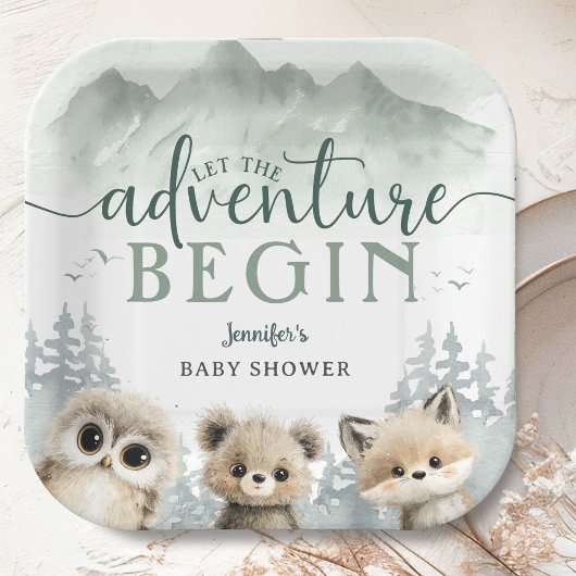 Abenteuer Beginnt Baby Shower Waldberg Pappteller