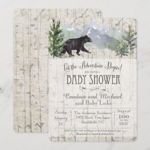 Abenteuer beginnt Bär-Birke-Baby-Shower-Einladung Einladung