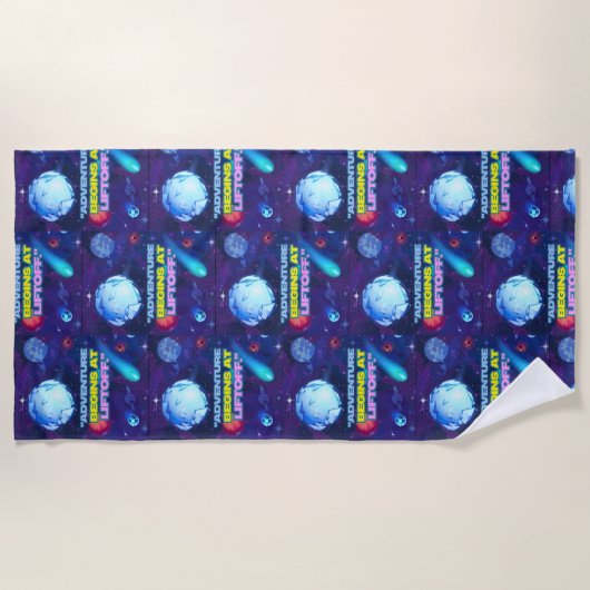 Abenteuer beginnt bei einem isolierten Schuster Strandtuch (Vorderseite)