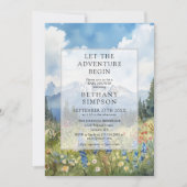 Abenteuer Beginnt Berg Foto QR Code Baby Shower Einladung (Vorderseite)