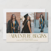 Abenteuer beginnt Creme Grad Multi Foto Ankündigung (Vorderseite)