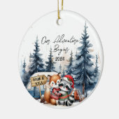 Abenteuer beginnt Erste Weihnachtsfeier Keramik Ornament (Links)