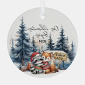 Abenteuer beginnt Erste Weihnachtsfeier Ornament Aus Glas (Rückseite)