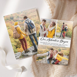 Abenteuer beginnt Foto Verlobung Ankündigung