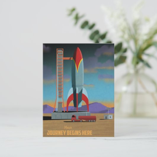 Abenteuer beginnt hier postkarte (Stehend Vorderseite)