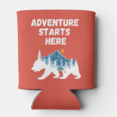 Abenteuer beginnt hier Silhouette Camping Dosenkühler (Rückseite)