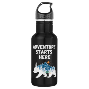 Abenteuer beginnt hier Silhouette Camping Edelstahlflasche