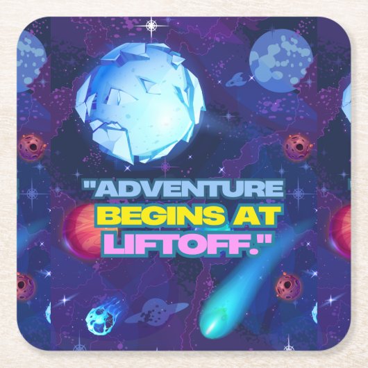 Abenteuer beginnt in Lifoff Rechteckiger Pappuntersetzer (Vorderseite)