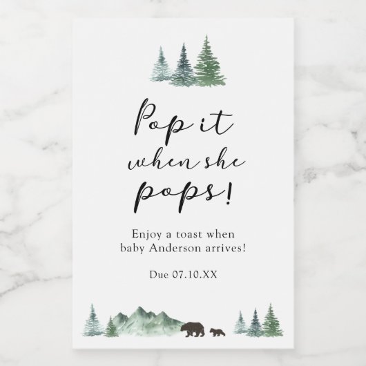 Abenteuer Beginnt Pop, wenn sie Pop Baby Shower Weinetikett (Einzelnes Label)