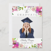 Abenteuer beginnt Rosa Abschluss Foto Einladung (Rückseite)