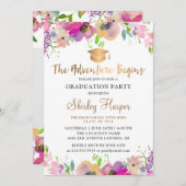 Abenteuer beginnt Rosa Abschluss Foto Einladung (Vorne/Hinten)