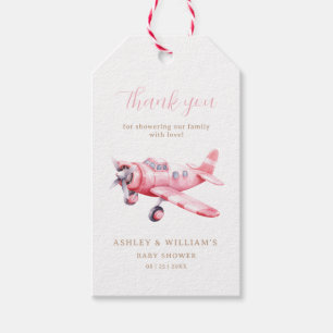 Abenteuer Beginnt Rosa Flugzeug Mädchen Baby Showe Geschenkanhänger