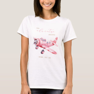 Abenteuer Beginnt Rosa Flugzeug Mädchen Baby Showe T-Shirt