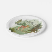 Abenteuer beginnt Rustikales Hirsch Pappteller (Schrägansicht)