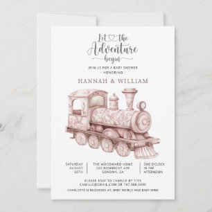 Abenteuer beginnt Toile Zug Baby Shower Einladung