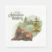 Abenteuer beginnt Typografie Rustikale Bären Serviette (Vorderseite)
