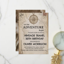 Abenteuer Beginnt Vintage-Reisekarte Geburtstag