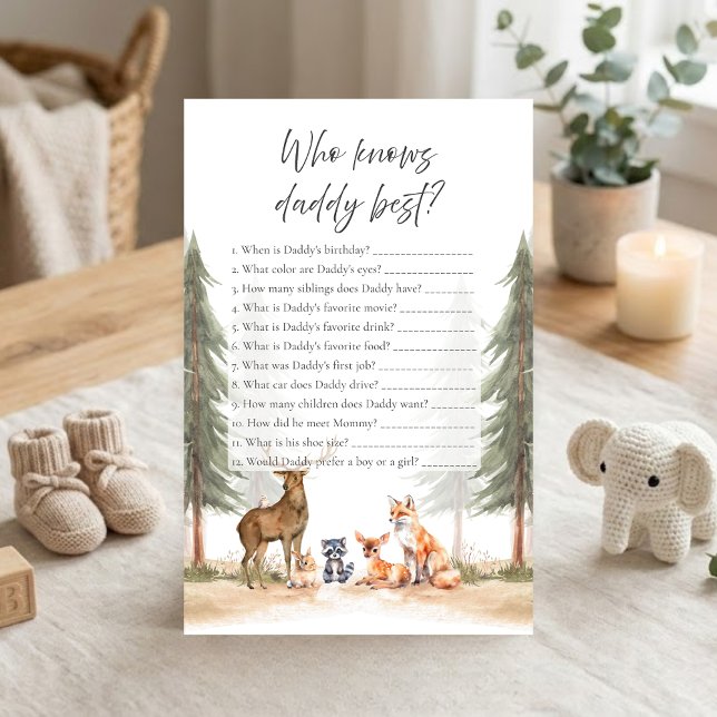 Abenteuer Beginnt Wald Dusche Wer Weiß Papa Spiel (Let the Adventure Begin Woodland Animals Baby Shower Who Knows Daddy Best Game)