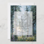 Abenteuer Beginnt Wald Foto QR Code Baby Shower Einladung (Vorderseite)