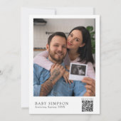 Abenteuer Beginnt Wald Foto QR Code Baby Shower Einladung (Rückseite)