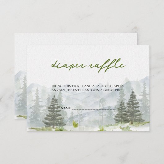 Abenteuer beginnt Wald-Windeln-Raffle Begleitkarte (Vorne/Hinten)