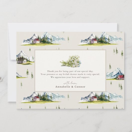 Abenteuer beginnt Wanderstiefel Paar Dusche Dankeskarte (Rückseite)