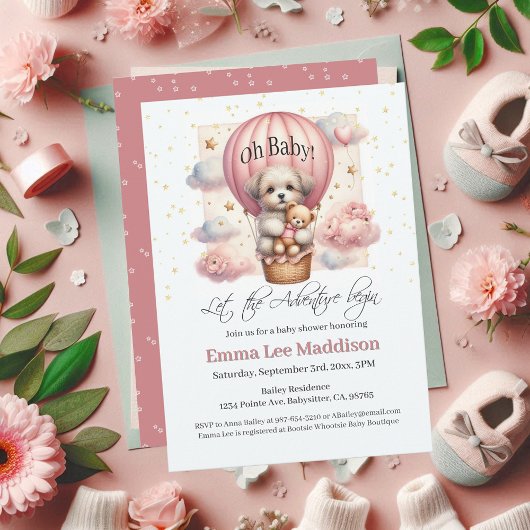 Abenteuer beginnt Welpe in Hot Air Ballon Einladung