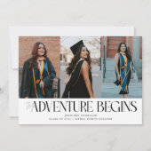 Abenteuer beginnt White Grad Multi Foto Ankündigung (Vorderseite)