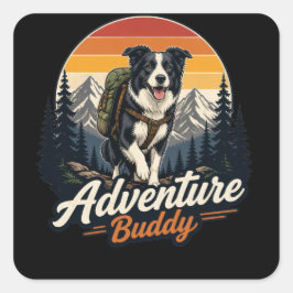 Abenteuer-Buddy-Hund  Quadratischer Aufkleber