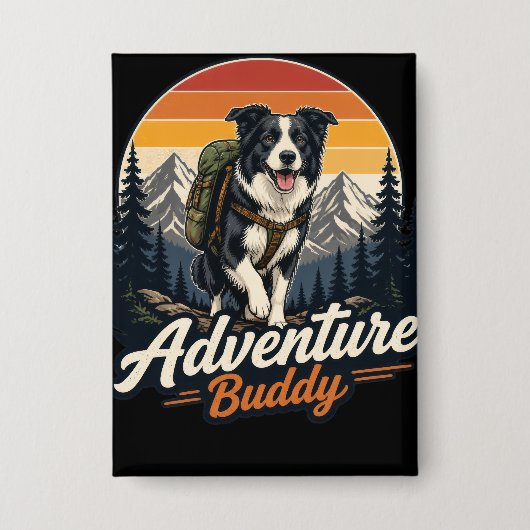 Abenteuer-Buddy-Hunde-Wandkunst Button (Vorderseite)