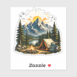 Abenteuer Camping Natur Berge Aufkleber