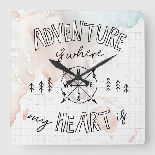 Abenteuer des Weltreisend-| ist-, wo mein Herz ist Quadratische Wanduhr (Vorderseite)