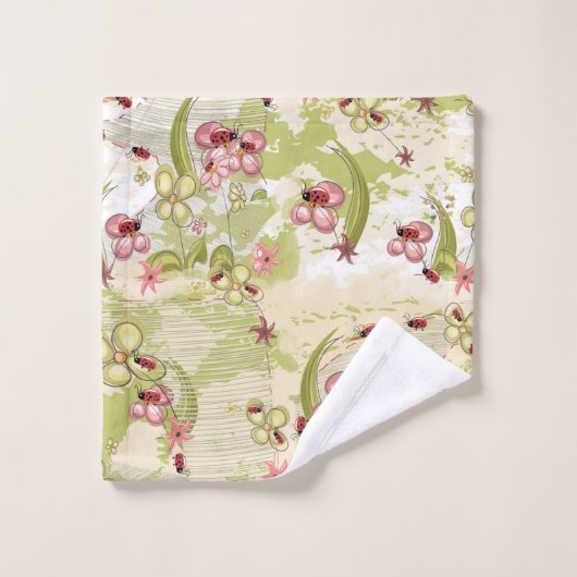 Abenteuer Ditsy Ladybirds Badhandtuch Set (Waschlappen)