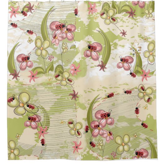 Abenteuer Ditsy Ladybirds Duschvorhang (Vorderseite)