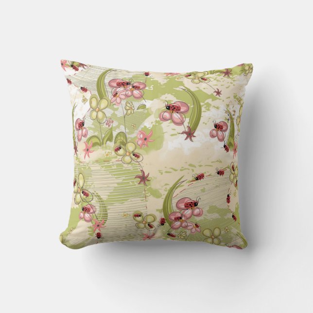 Abenteuer Ditsy Ladybirds Kissen (Vorderseite)