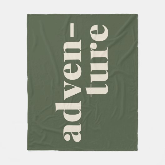 Abenteuer | Einfaches grünes Zitat Fleecedecke (Vorderseite)