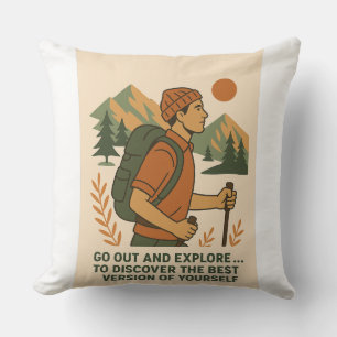 Abenteuer Erkundung Zitat Vintage Wandern Kissen