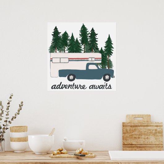 Abenteuer Erlebnis Camping Truck Camper Art Poster (Küche)