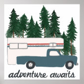 Abenteuer Erlebnis Camping Truck Camper Art Poster (Vorne)