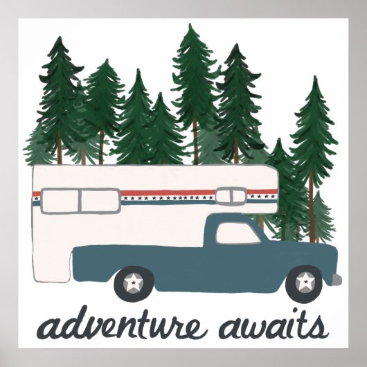 Abenteuer Erlebnis Camping Truck Camper Art Poster (Vorne)