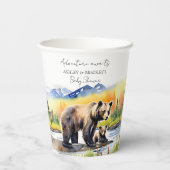 Abenteuer erwartet Bärenkuppe mit Mama Baby Dusche Pappbecher (Rückseite)